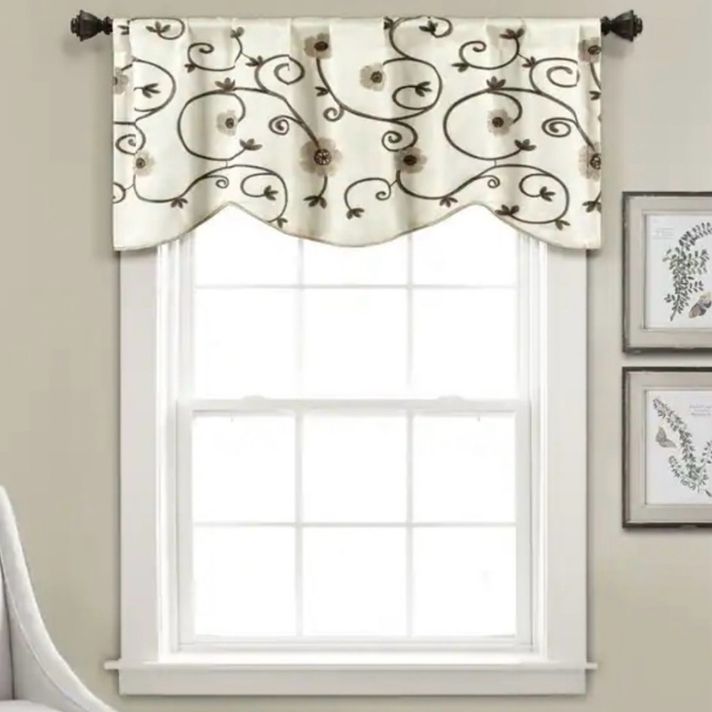 Lush Decor Royal Garden Valance Tan - 42in x 18in - Set of 2